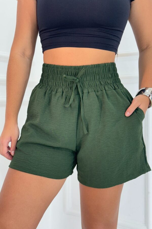 Shorts Conforto Poliéster Verde Militar - Image 4