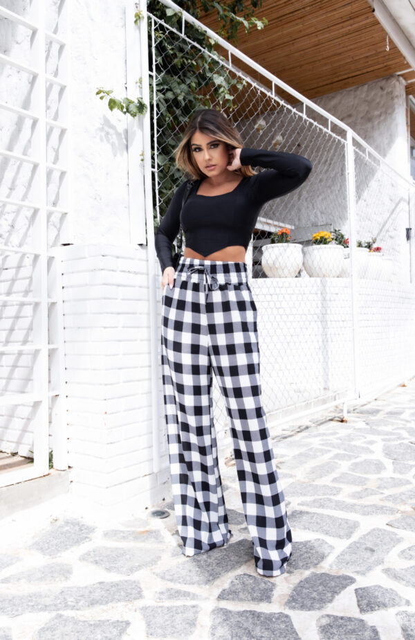 Calça Pantalona Xadrez Elegante - Image 8